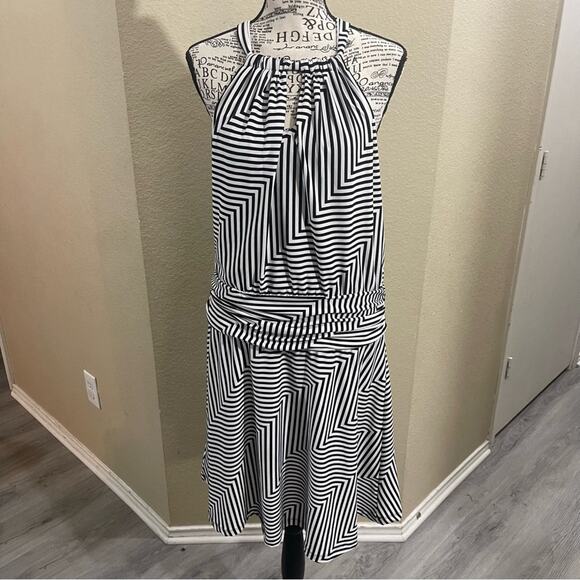 Bcbg maxazria stripe dress‎ sz large - Picture 1 of 5